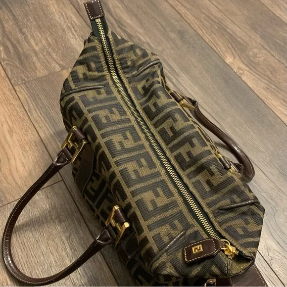 ❌SOLD❌ Vintage Fendi Zucca Brown Monogram Canvas Convertible Boston Bag - Picture 9 of 14